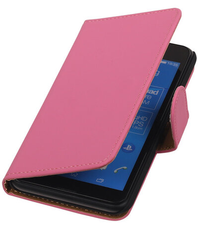 Hoesje voor Sony Xperia E4g Effen Booktype Wallet Roze