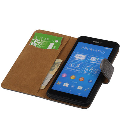Hoesje voor Sony Xperia E4g Booktype Wallet Mini Slang Grijs
