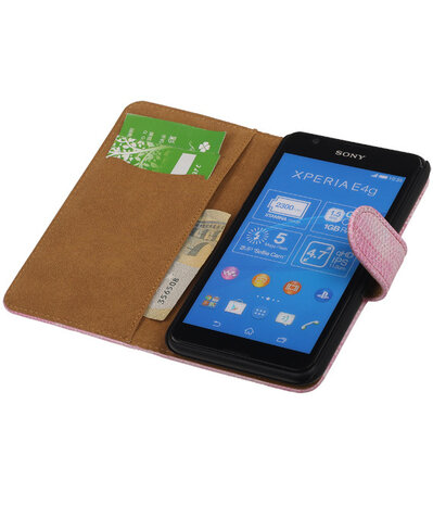 Hoesje voor Sony Xperia E4g Booktype Wallet Mini Slang Blauw