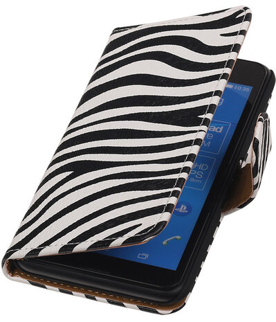 Hoesje voor Sony Xperia E4g Zebra Booktype Wallet