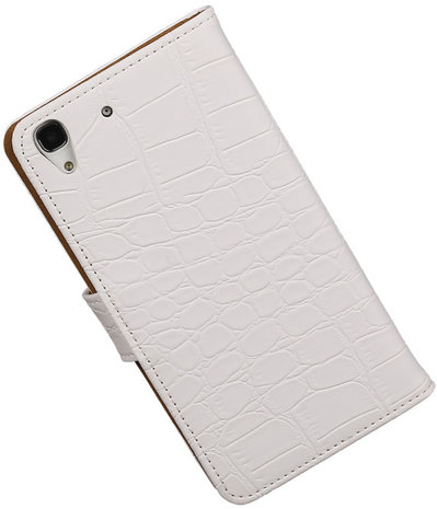  Huawei Honor 4A - Croco Booktype Wallet Hoesje Wit