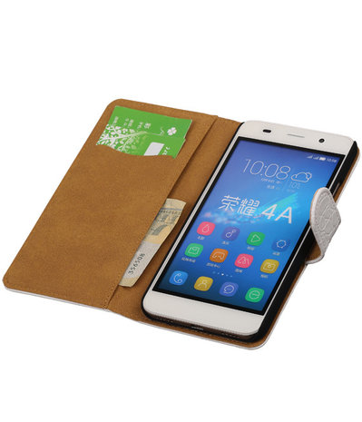  Huawei Honor 4A - Croco Booktype Wallet Hoesje Wit