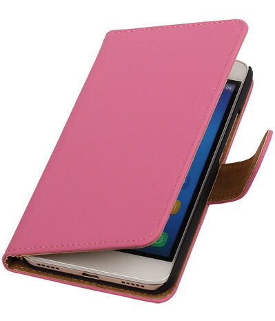 Huawei Honor 4A - Effen Booktype Wallet Hoesje Roze