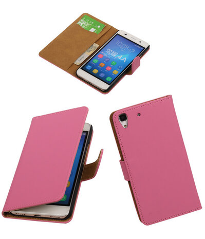 Huawei Honor 4A - Effen Booktype Wallet Hoesje Roze