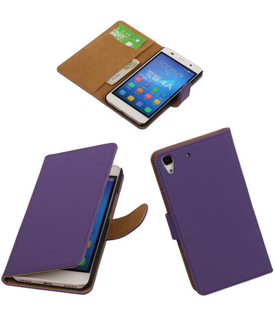 Huawei Honor 4A - Effen Booktype Wallet Hoesje Paars