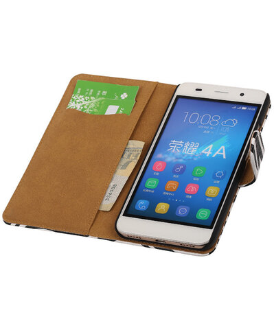 Huawei Honor 4A - Zebra Booktype Wallet Hoesje