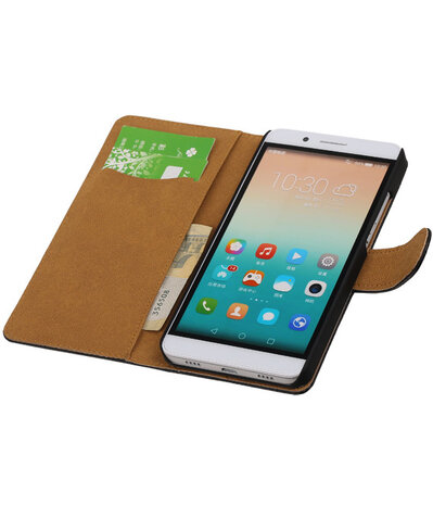 Huawei Honor 7i - Croco Booktype Wallet Hoesje Zwart