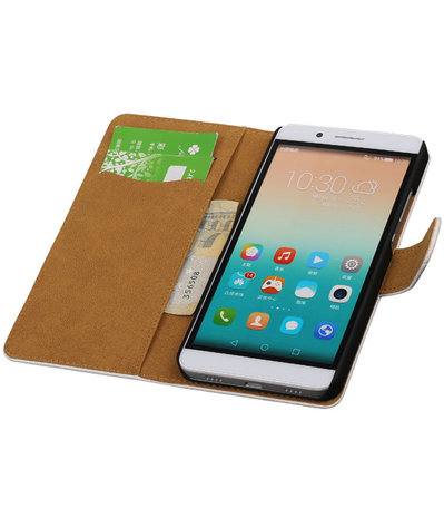 Huawei Honor 7i - Croco Booktype Wallet Hoesje Wit