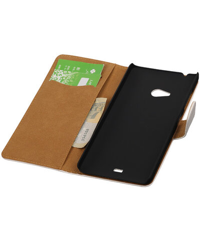 Microsoft Lumia 540 Effen Booktype Wallet Hoesje Wit