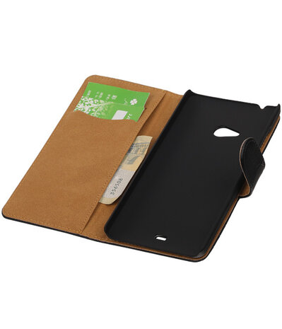 Microsoft Lumia 540 Croco Booktype Wallet Hoesje Zwart