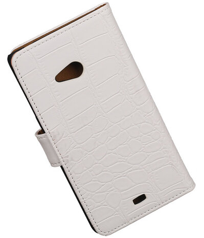 Microsoft Lumia 540 Croco Booktype Wallet Hoesje Wit