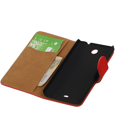 Microsoft Lumia 430 Effen Booktype Wallet Hoesje Rood