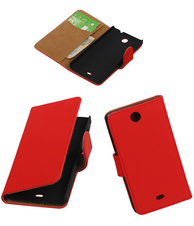 Microsoft Lumia 430 Effen Booktype Wallet Hoesje Rood