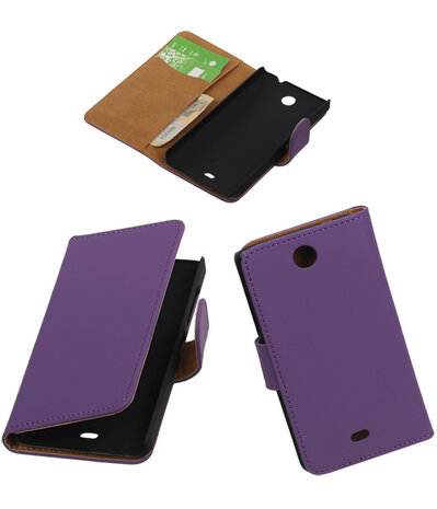 Microsoft Lumia 430 Effen Booktype Wallet Hoesje Paars