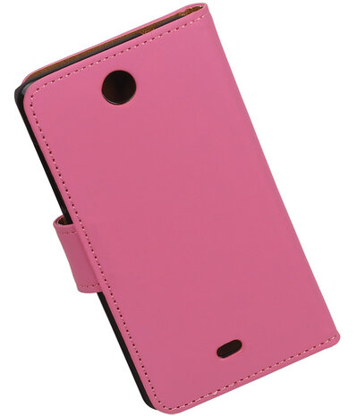 Microsoft Lumia 430 Effen Booktype Wallet Hoesje Roze
