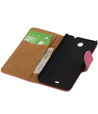 Microsoft Lumia 430 Effen Booktype Wallet Hoesje Roze