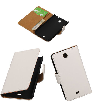 Microsoft Lumia 430 Effen Booktype Wallet Hoesje Wit