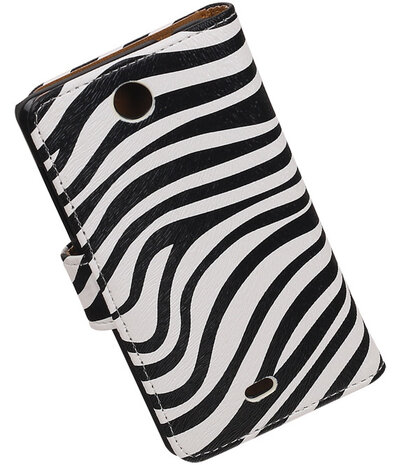 Microsoft Lumia 430 Zebra Booktype Wallet Hoesje