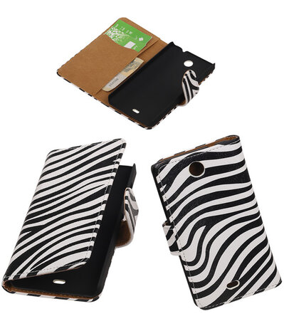 Microsoft Lumia 430 Zebra Booktype Wallet Hoesje