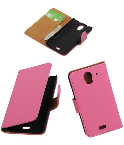 Huawei Ascend Y360 Effen Booktype Wallet Hoesje Roze