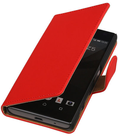 Sony Xperia Z5 Compact - Effen Rood Booktype Wallet Hoesje
