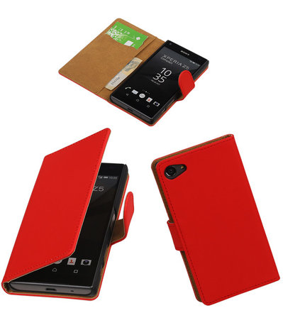 Sony Xperia Z5 Compact - Effen Rood Booktype Wallet Hoesje