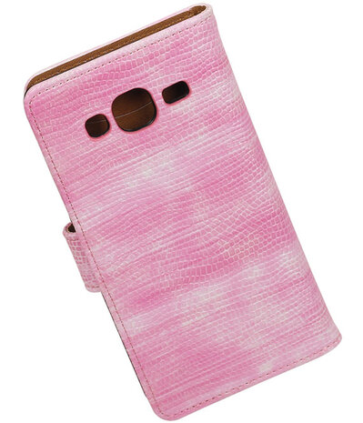 Samsung Galaxy J3 - Mini Slang Roze Booktype Wallet Hoesje