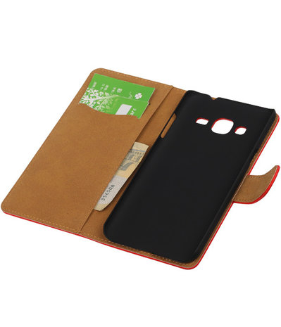 Samsung Galaxy J3 - Effen Rood Booktype Wallet Hoesje