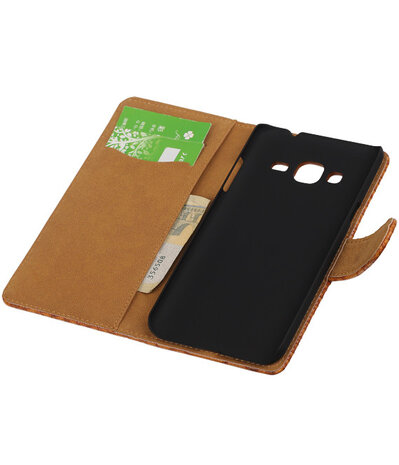 Samsung Galaxy J3 - Slang Bruin Booktype Wallet Hoesje