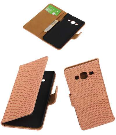 Samsung Galaxy J3 - Slang Roze Booktype Wallet Hoesje