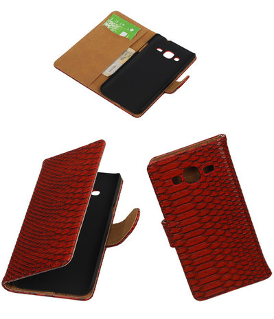 Samsung Galaxy J3 - Slang Rood Booktype Wallet Hoesje