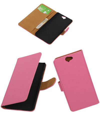 HTC One A9 - Effen Roze Booktype Wallet Hoesje