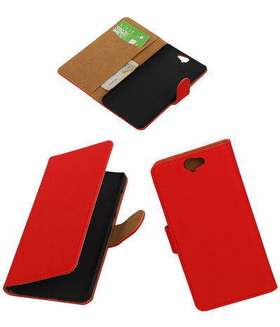 HTC One A9 - Effen Rood Booktype Wallet Hoesje