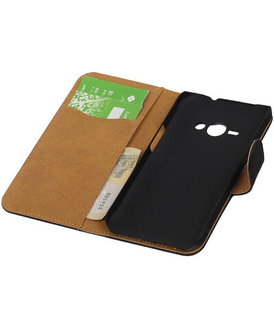 Samsung Galaxy J1 Ace - Effen Zwart Booktype Wallet Hoesje Zwart