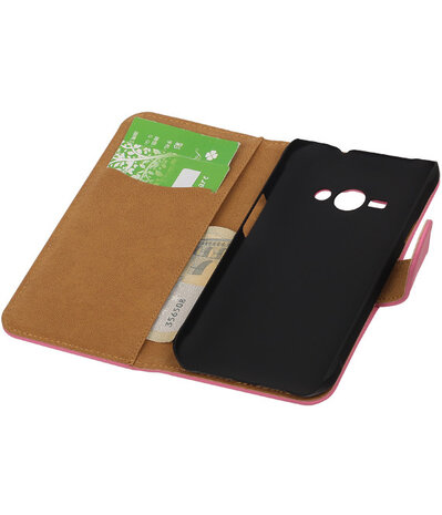 Samsung Galaxy J1 Ace - Effen Roze Booktype Wallet Hoesje