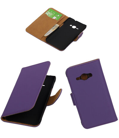 Samsung Galaxy J1 Ace - Effen Paars Booktype Wallet Hoesje