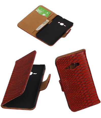 Samsung Galaxy J1 Ace - Slang Rood Booktype Wallet Hoesje