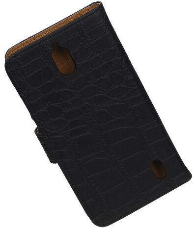 Huawei Y625 - Krokodil Zwart Booktype Wallet Hoesje