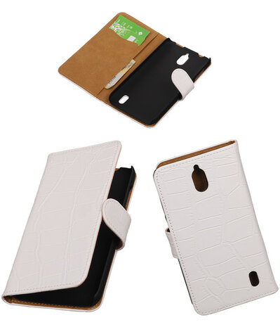 Huawei Y625 - Krokodil Wit Booktype Wallet Hoesje