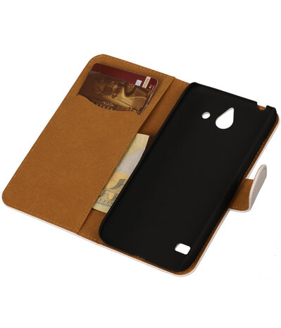 Wit Huawei Ascend Y550 Book/Wallet Case/Cover