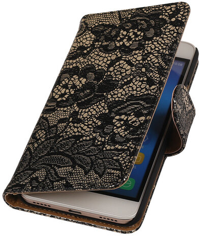 Huawei Honor 4A - Lace Zwart Booktype Wallet Hoesje