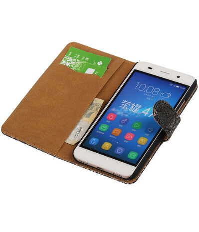 Huawei Honor 4A - Lace Zwart Booktype Wallet Hoesje