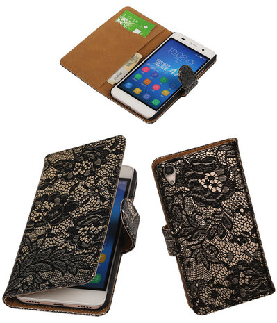 Huawei Honor 4A - Lace Zwart Booktype Wallet Hoesje