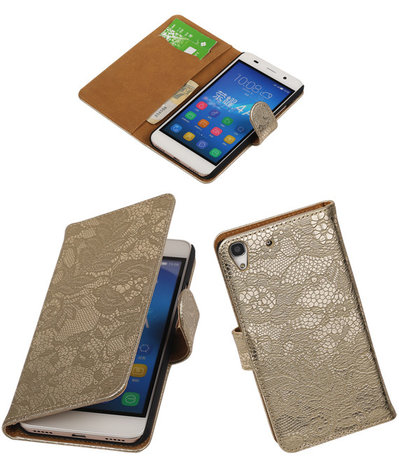 Huawei Honor 4A - Lace Goud Booktype Wallet Hoesje