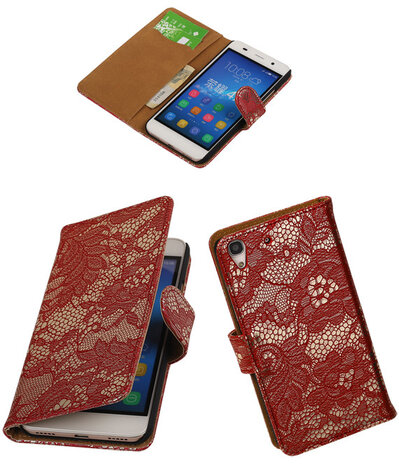Huawei Honor 4A - Lace Rood Booktype Wallet Hoesje