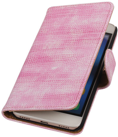 Huawei Honor 4A - Mini Slang Roze Booktype Wallet Hoesje