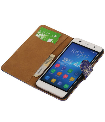 Huawei Honor Y6 - Lace Blauw Booktype Wallet Hoesje