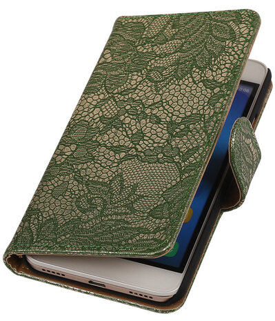 Huawei Honor Y6 - Lace Donker Groen Booktype Wallet Hoesje