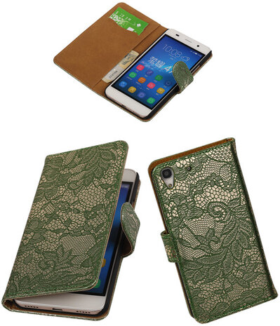 Huawei Honor Y6 - Lace Donker Groen Booktype Wallet Hoesje