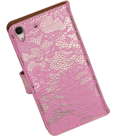 Huawei Honor Y6 - Lace Roze Booktype Wallet Hoesje